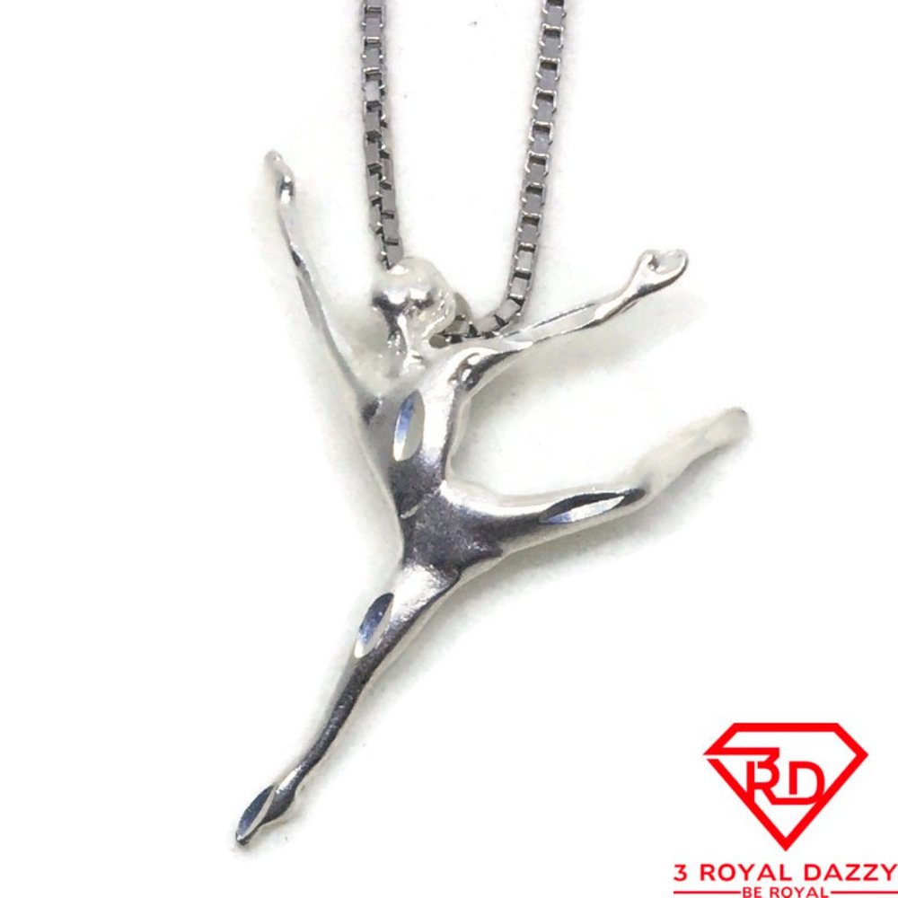 Ballerina Charm 3D Pendant 925 Sterling Silver
